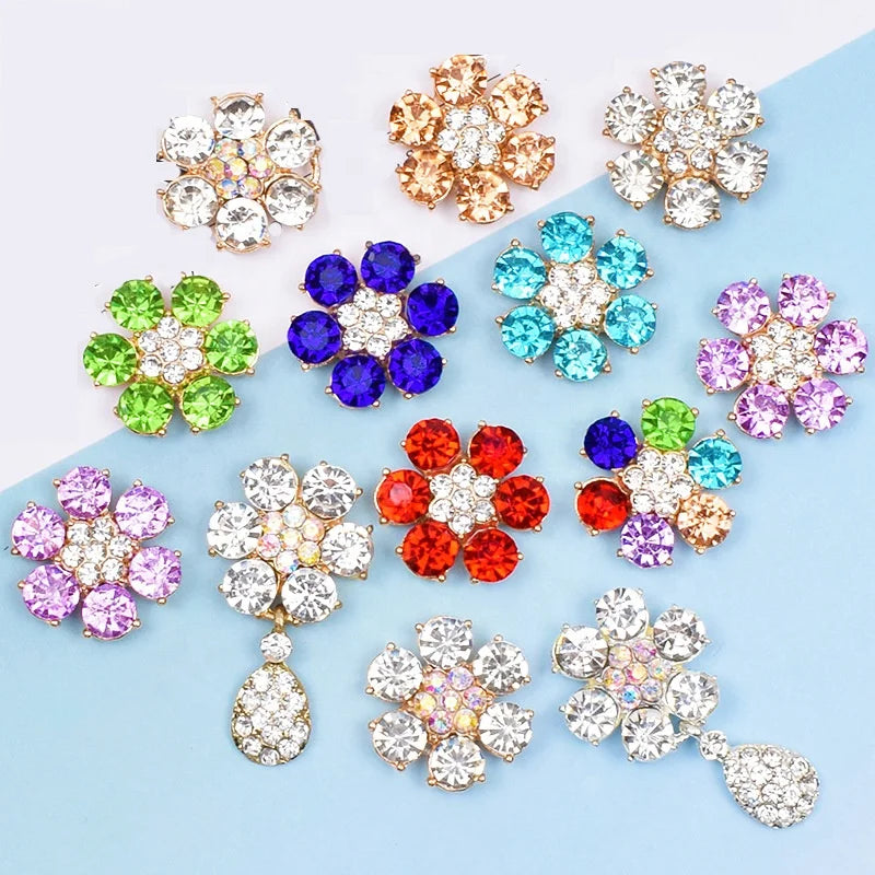 Alloy Flower Shape Rhinestone Buckle for DIY Wedding Decoration for Adding Elegant Touches Factory Price Glass Material