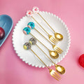 Donut Decoration Stainless Steel Dessert Salad Gold Forks Spoons Fruit Fork Ice Cream Spoon