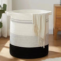 Nordic Eco-Friendly Foldable 100% Cotton Rope Woven Storage Basket Handle for Clothing Toys Sundries Organization Customized