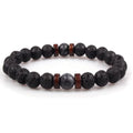 Lava Wood Beaded Natural Stone Elastic Bracelet ST201