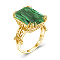 Large Emerald Zircon Women's 925 Silver Ring Cocktail Party Bijoux Dropshipping Jewelry Women Gold Plated Jewelry Rings Size 9