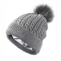 MIO Slouchy Cable Beanie Silky Soft Washed Warm Hat Removable Pom Pom Knitted Satin Lined Beanie Hats for Women Hair Protecting