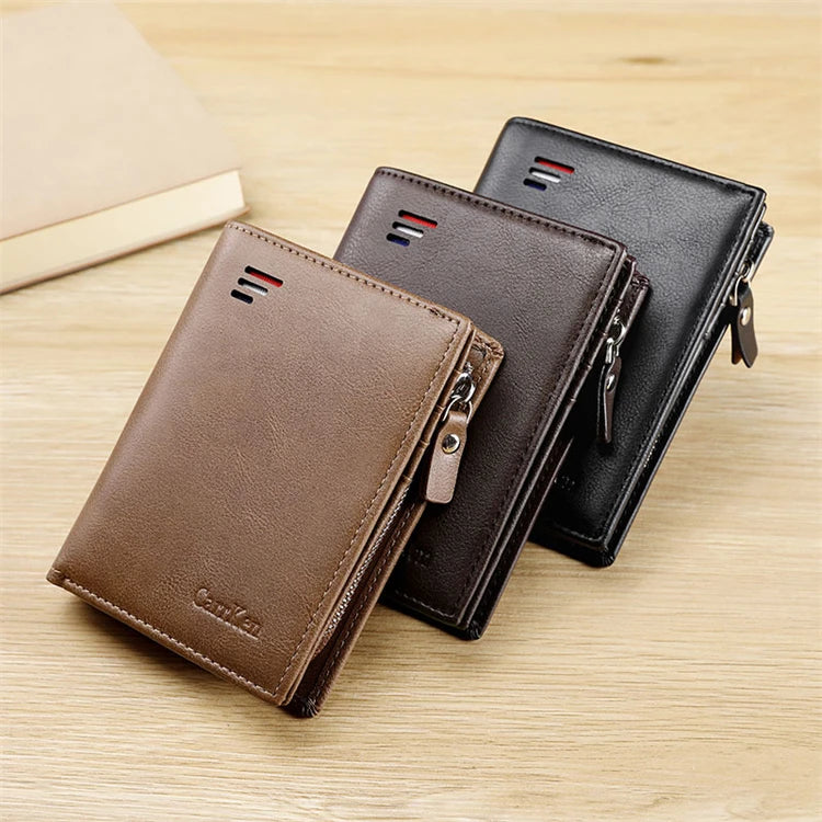 2026 Oem Slim Zipper Rfid Blocking Men's Wallets Long Genuine Leather