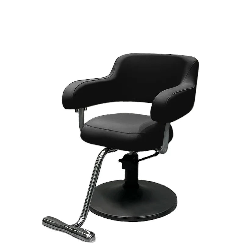 Modern Luxury Synthetic Leather Barber Chair Stainless Steel Frame Adjustable Height 360 Degree Rotation Salon Hotel Workshop