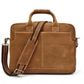 SCHLATUM Vintage Brown Crazy Horse Genuine Leather Office Laptop Briefcase Bags Soft Hard with Zipper Closure for Business Use
