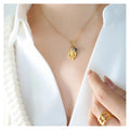Delicate Summer Fashion Waterproof Stainless Steel OT Buckle Hollow Leaf Pendant Necklace for Women Daily Jewelry