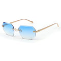 Sifier Gradient Blue Lens Rimless Rectangle Sunglasses UV400 Eyewear Unisex Fashion Frameless Square Shades Sunglasses Men Women