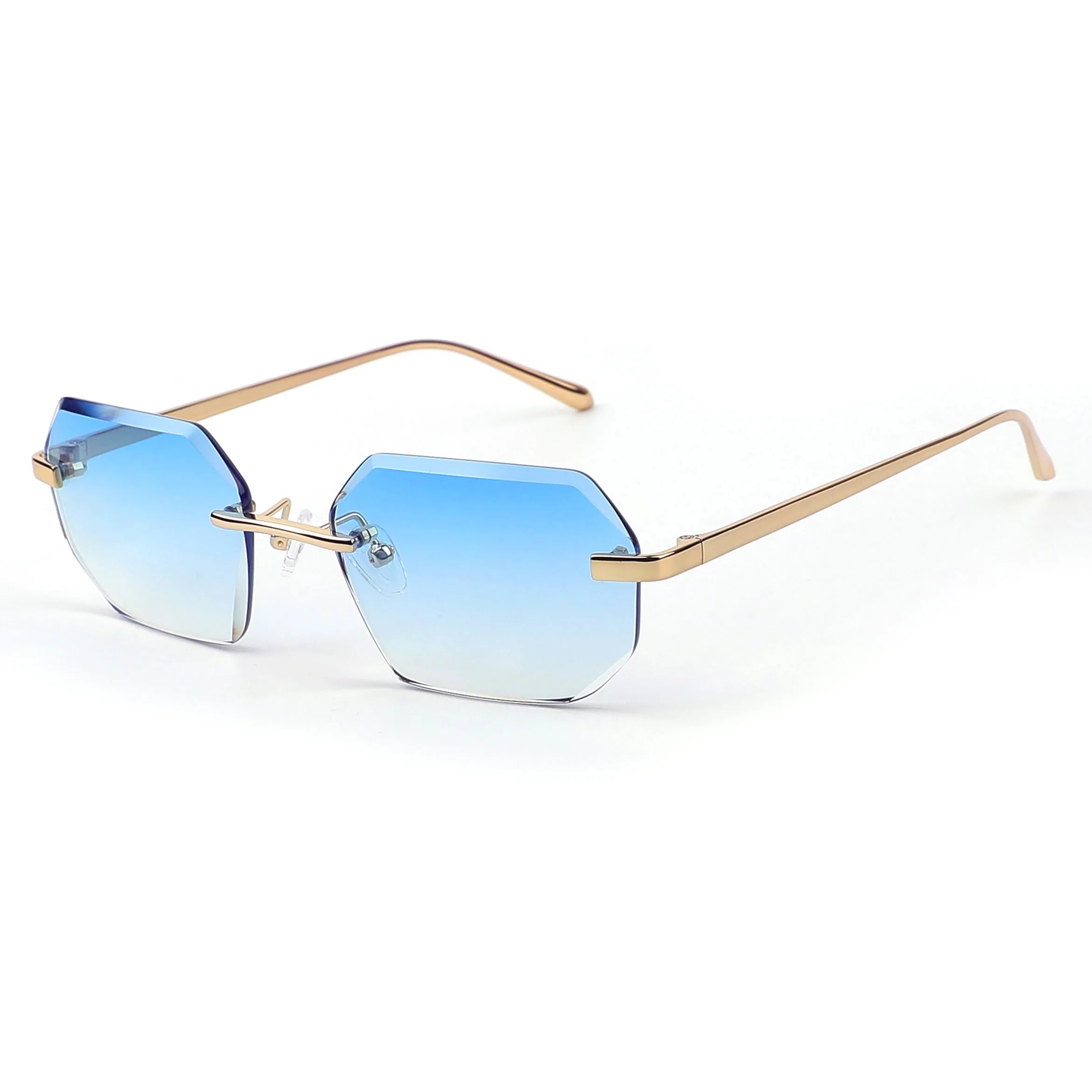 Sifier Gradient Blue Lens Rimless Rectangle Sunglasses UV400 Eyewear Unisex Fashion Frameless Square Shades Sunglasses Men Women