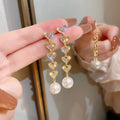 S925 Silver Needle Elegant Pearl Zirconia Stud Earrings for Women Rhinestone Zircon Micro-inlaid Stud Earring