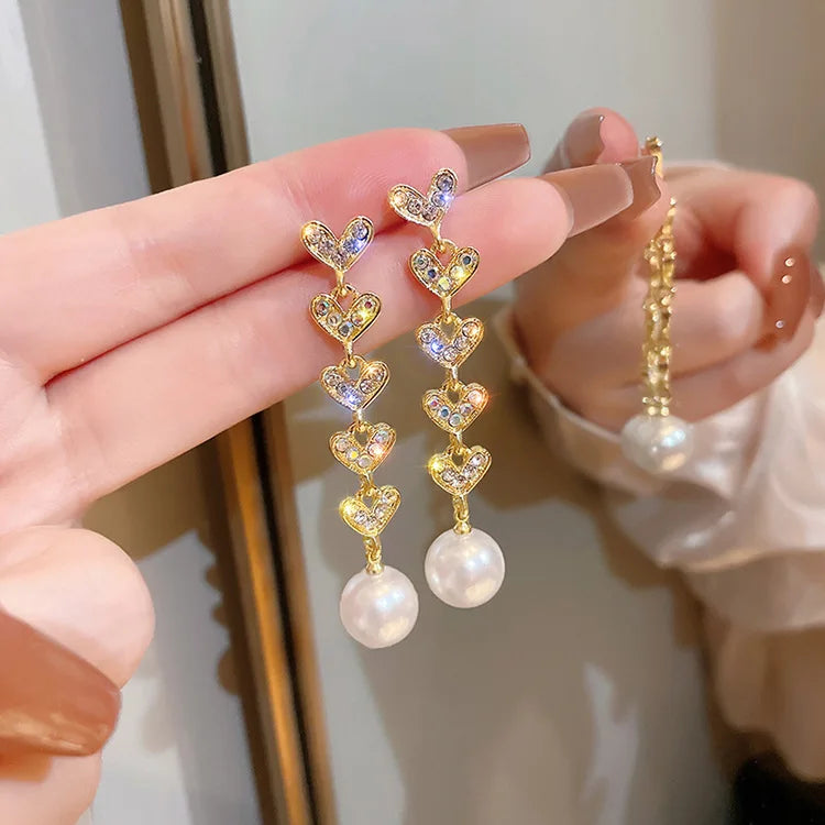 S925 Silver Needle Elegant Pearl Zirconia Stud Earrings for Women Rhinestone Zircon Micro-inlaid Stud Earring