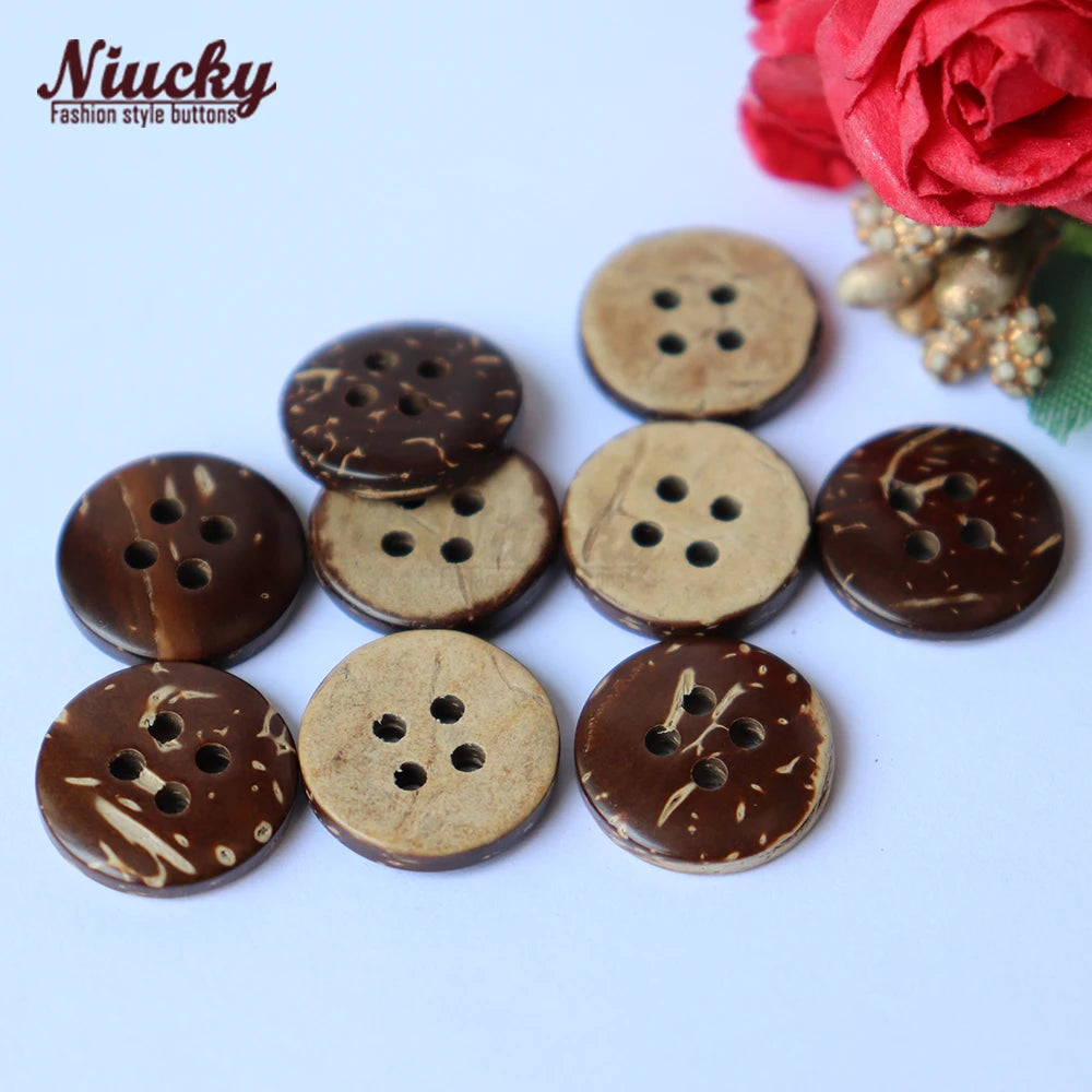 9mm 25mm 4-Hole Natural Coconut Mesh Buttons Flatback Washable Sewing Shirt Cardigan Sweater Good Quality Clothing Accessories