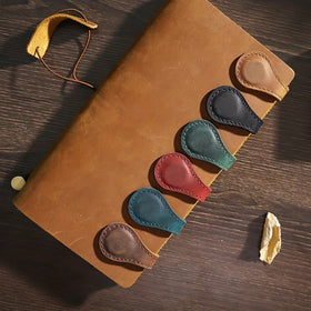 Stocked Classic Genuine Leather Markers Cute Book Page Clips Magnetic Bookmark for Women Man