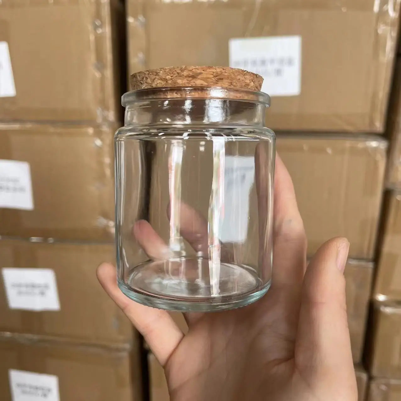 Hot Sales 100ml 200ml 8oz Amber Green clear Matte Black Glass Candle Vessels Jar with Cork for Candle Making