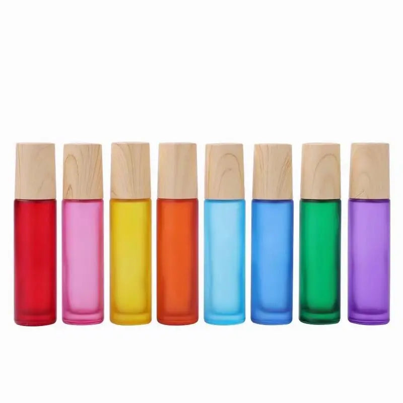 Wholesale 10ml Roll on Glass Bottle with Stainless Roller Ball Wooden Cap for Perfume Essential Oil