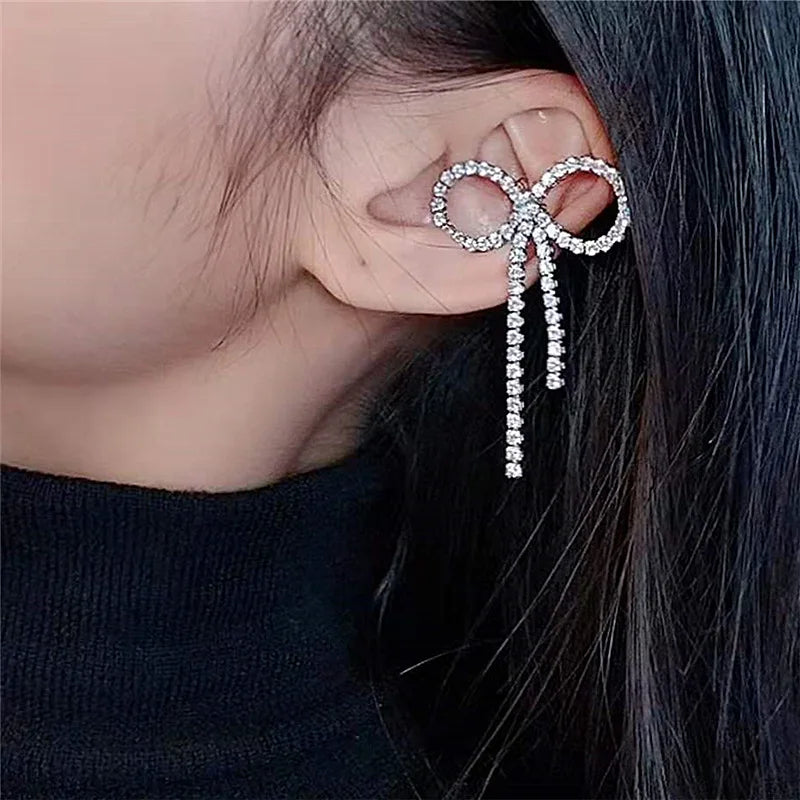 New Alloy Bowknot Diamond Earrings Multicolor Fashion Personality Earrings Metal Alloy Jewelry for Women