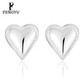 Minimalist Puffy Heart Stud Earrings for Women Fashion 925 Sterling Silver Metallic Earring Custom Designer Jewelry Wholesale