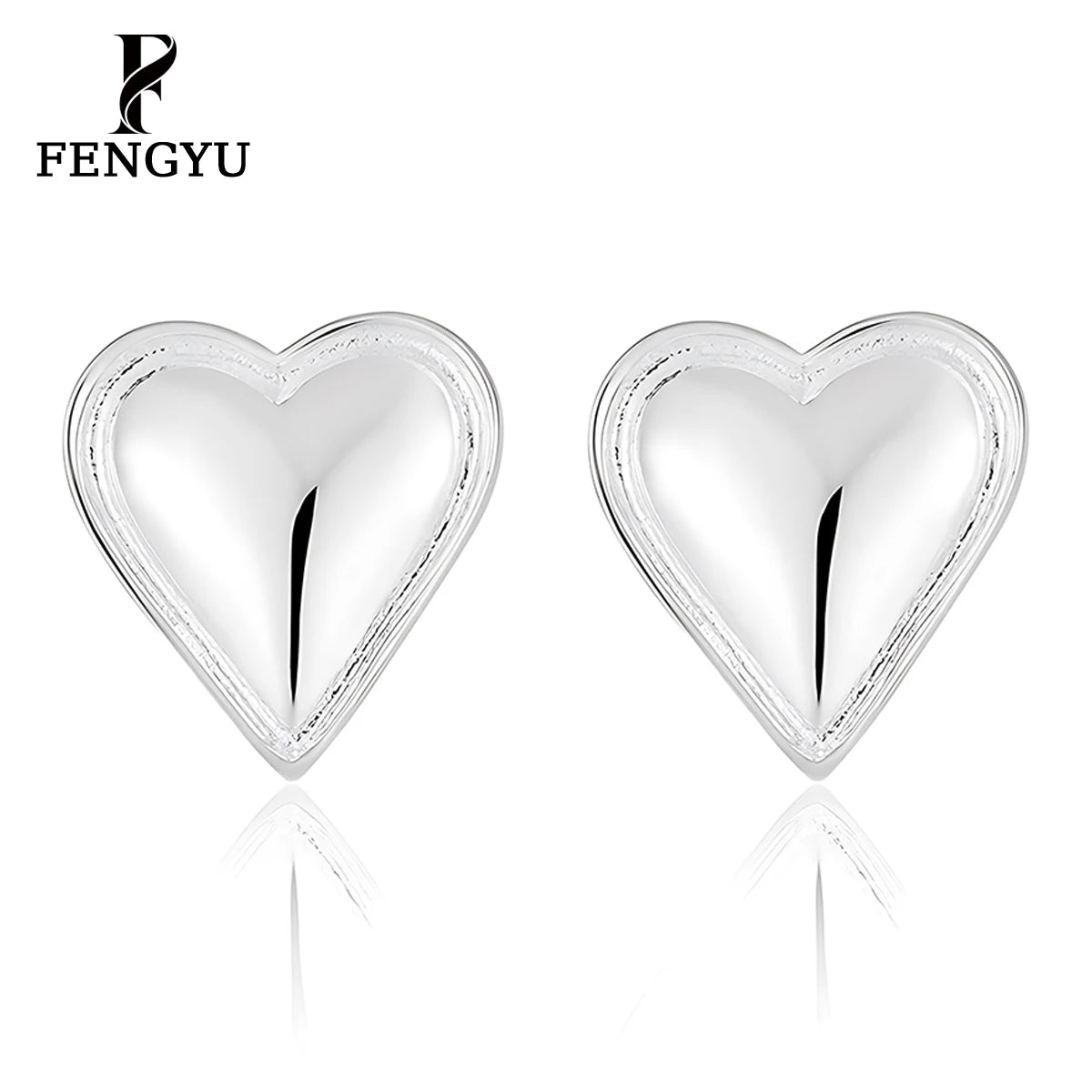Minimalist Puffy Heart Stud Earrings for Women Fashion 925 Sterling Silver Metallic Earring Custom Designer Jewelry Wholesale