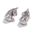 Hot Sale Stainless Steel 18K Gold Plated Large Small Double Water Drop Tears Zircon Stud Earrings Waterproof