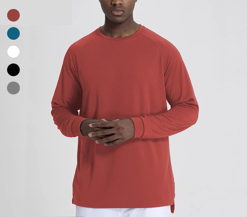 Men's Long-Sleeved Quick-Drying Training Basketball Shooting T-Shirt Loose Fit Fitness Sports Suit for Autumn Season Solid
