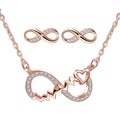 S925 Silver Infinity Earrings Necklace Fine Jewelry Sets Rose Gold with Zircon for Gift or Engagement