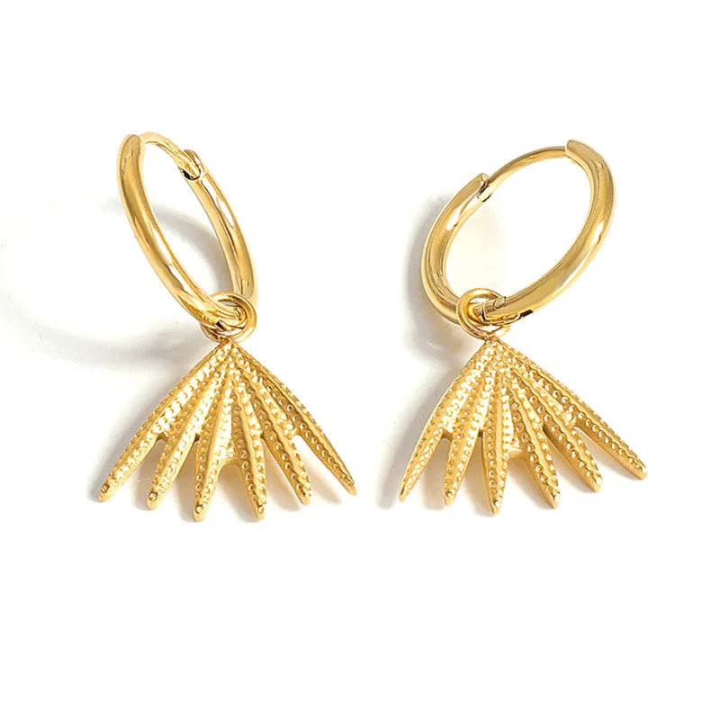 MICCI 2022 New Trendy 18k Gold Plated Leaf Pendant Huggie Loop Hoop Earrings for Women