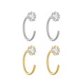 FUAMAY Sterling Silver 925 Jewellery Star Earrings Silver Piercing C Hoop Earrings for Sensitive Ears