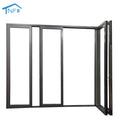 Modern Panoramic Double Tempered Glass Folding Aluminum Alloy Waterproof Doors Finished Surface 5-Year Warranty Customizable for