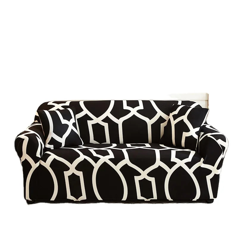 Household Furniture Cover Universal Stretch Elastic Geometric Printed Modern Two-Seater Sofa Covers Chaise Protector