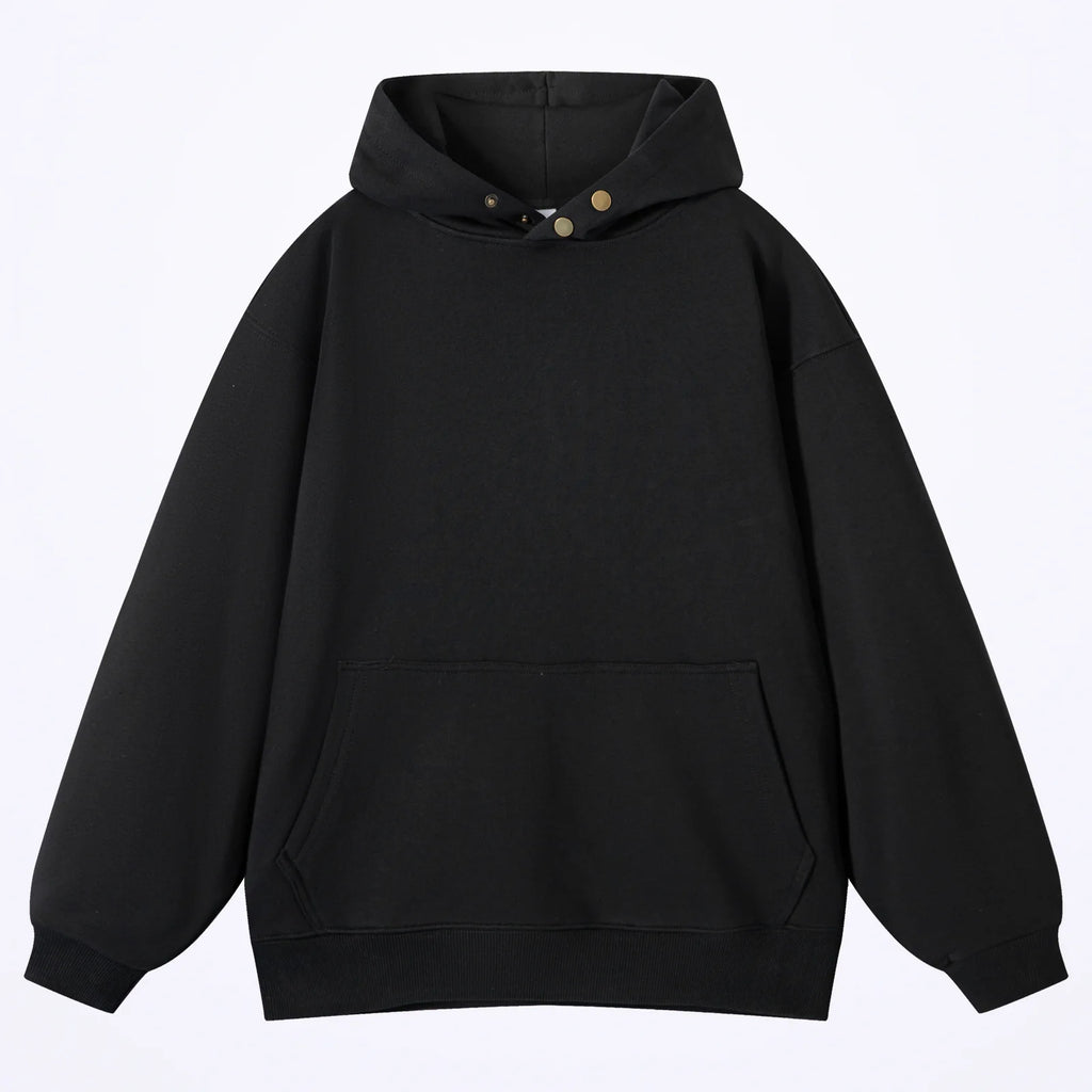 2024 Autumn Winer New Arrival Custom Hoodies Cotton 420 Gsm Neck Button Design Hoodie Quality Heavyweight 420gsm Hoodie