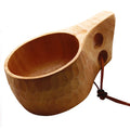 Large Kuksa 300ml Eco Hand Carved Wooden Camping Mug with Two Holes Handle