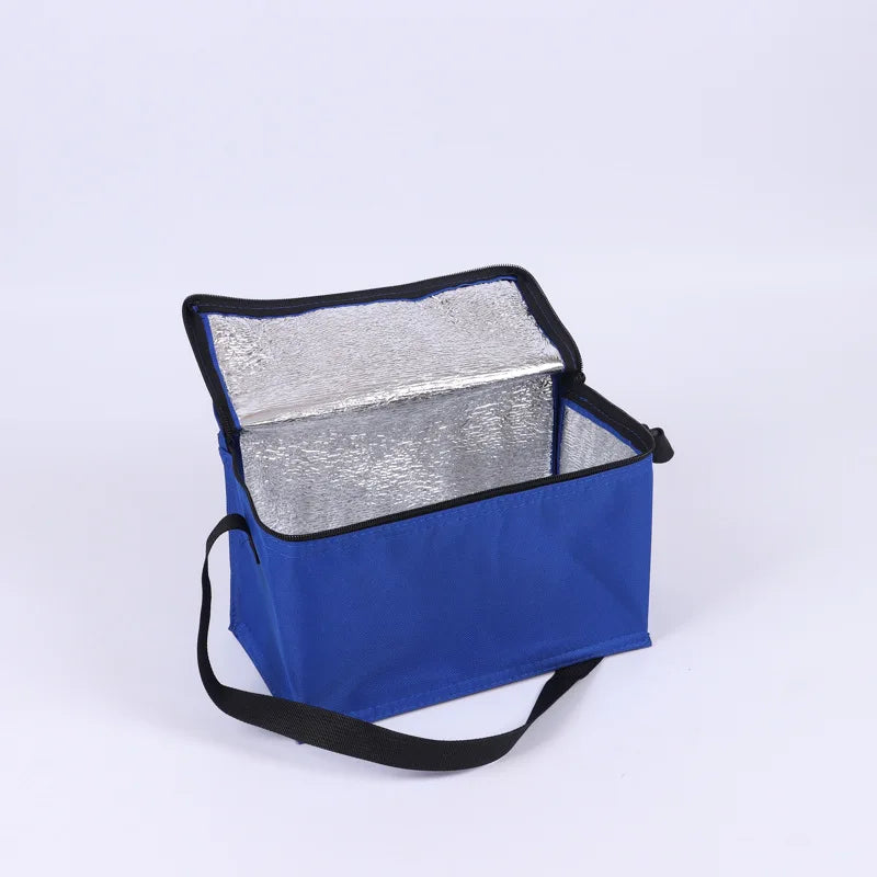 Diagonal Insulated Foldable Bag Zipper Closure Oxford Cloth Non-woven Thickened Aluminum Foil for Fresh Transport Portable