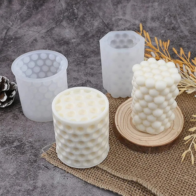 Diy Drip Glue Mold Stripe Polka Dot Cylindrical Scented Candle Silicone Mold Home Resin Decoration