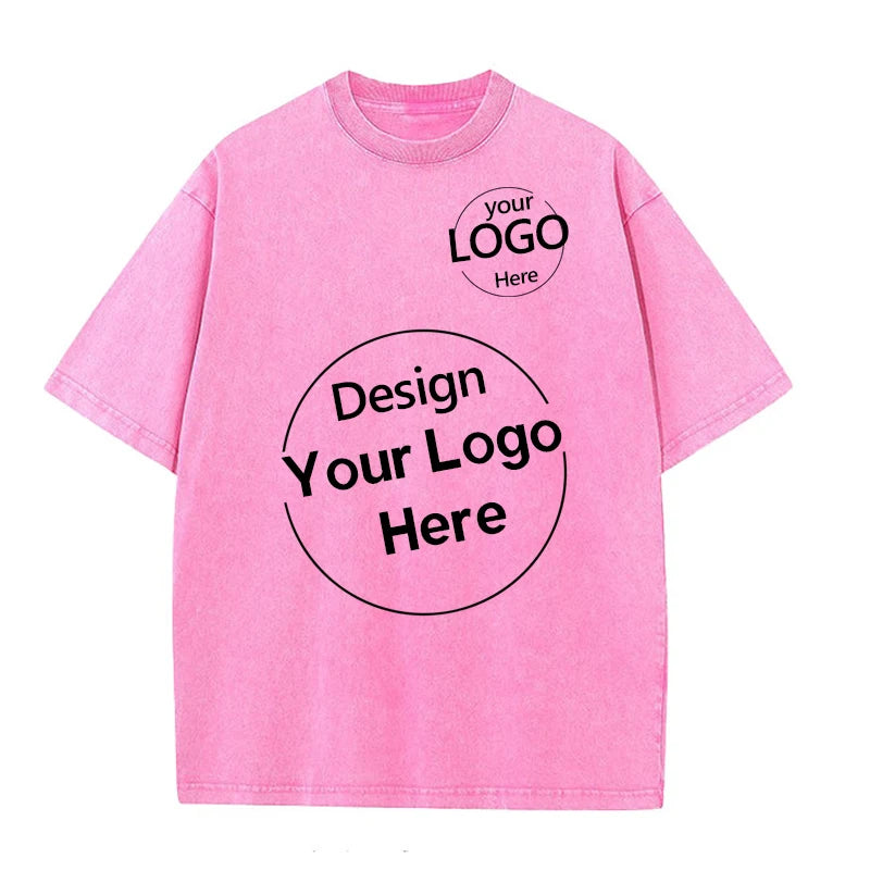 Custom Acid Wash T Shirt 100% Cotton Oversized Plus Size Graphic Women T-shirts Print Logo Vintage T Shirt for Men