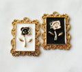 Rose Frame Charm 26.5x19.5mm Metal Alloy KC Gold Plated Oil Dripping