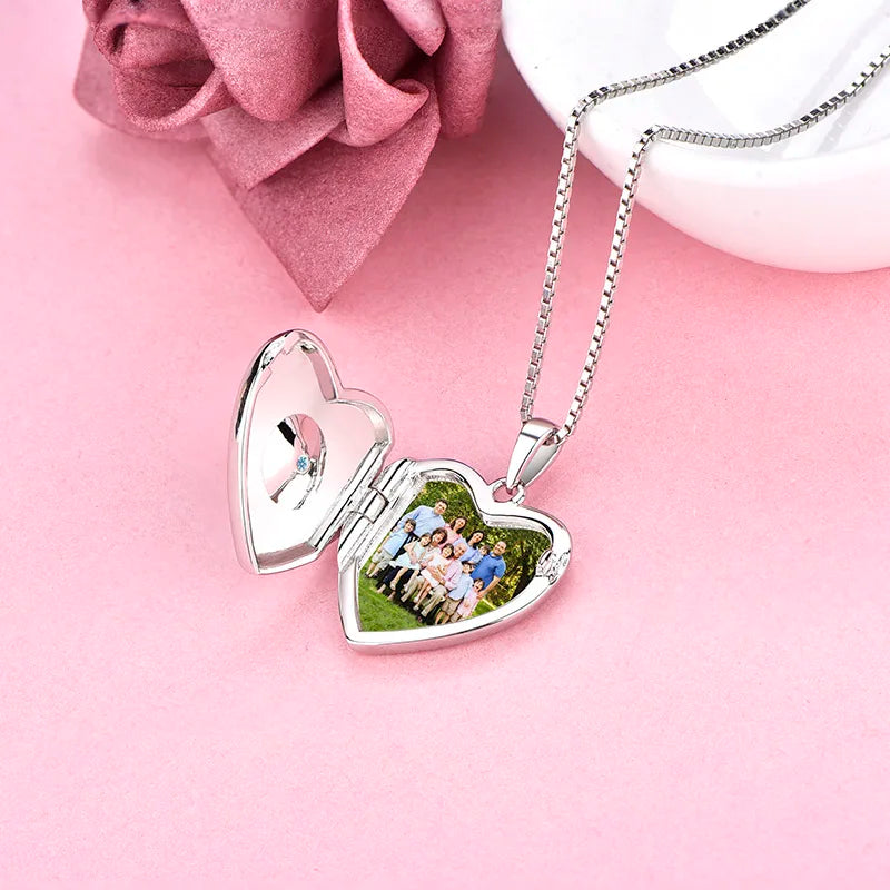 Personalized Picture Necklace Custom Necklace S925 Sterling Silver With Picture for Women Trendy Heart Zircon Pendant