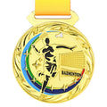 Factory Wholesale Price 100g Metal Badminton Medal School Sports Match Metal Medals Trophy Souvenirs Free Printed Stickers