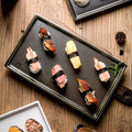 Factory Direct Wholesale Porcelain Reactive Black Rectangular Sushi Plate and Ceramic Matte White Rectangle Dinner Cake Plates