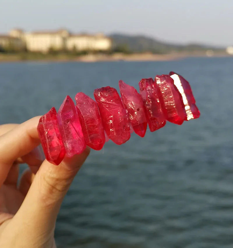 DIY Popular Souvenir Red Crystal Hair Comb 8cm Spring Hairpin Bohemian Bride's Make-up Party Dress up Hair Clip Skin Clean Beauty Device