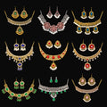 Southeast Asian Retro Bridal Jewelry Two Piece Set Zircon Pearl Necklace Earrings Indian Women's Wedding Fashion Jewelry Set