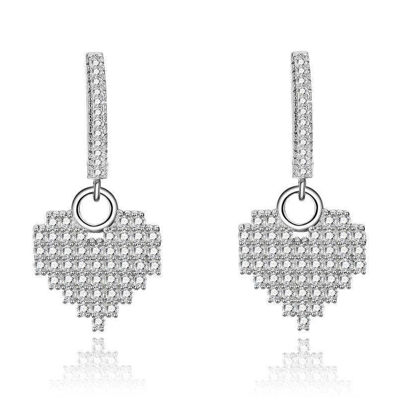 New Fashion Simple Mini Love Heart Stud Earrings for Women 925 Sterling Silver with CZ Diamond Zircon Trendy Style Wedding Gift