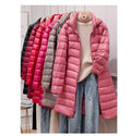 2023 Long Ultra Light Thin Casual Coat Slim Remove Hooded Parka Puffer Jacket Winter Womens Down Jackets