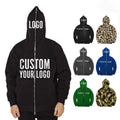 Plus Size Unisex Heavyweight 500gsm Polyester/Cotton Autumn Streetwear Rhinestone Full Zip up Hoodies for Men