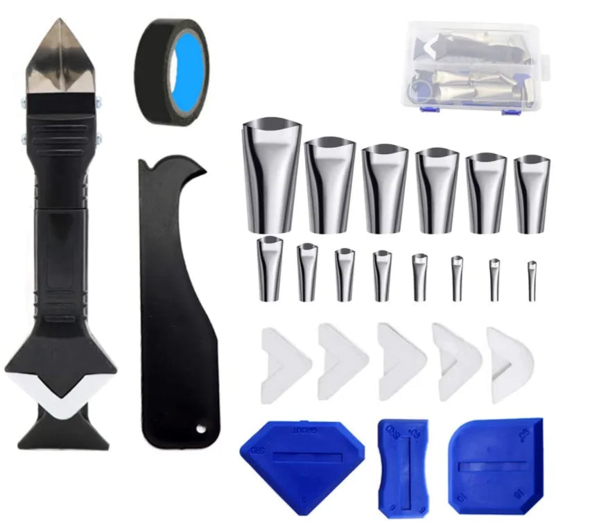 6 in 1 Silicone Caulking Tools 26 Pcs Caulking Finishing ToolsSilicone Caulk Nozzle Applicator Sealant Finishing Tool
