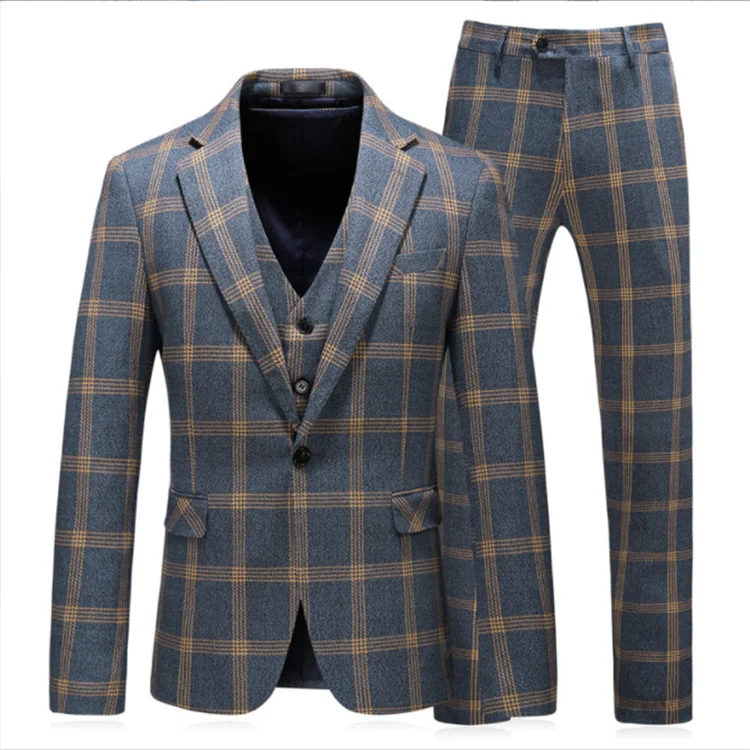 Men's Plus Size Suit Double-breasted Three-piece Suits Dress Men's Wedding Suits