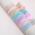 logo Cotton Woven Bracelet with Embroidery Texts Cotton Woven Adjustable Bracelet love