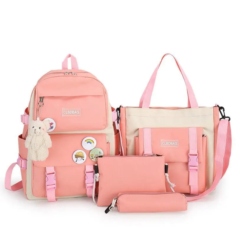 Hot Sale Star Pattern Nice Water Resistant 4 Pieces Student Shoulders Bag Back to School Bags Backpack Set for Girl
