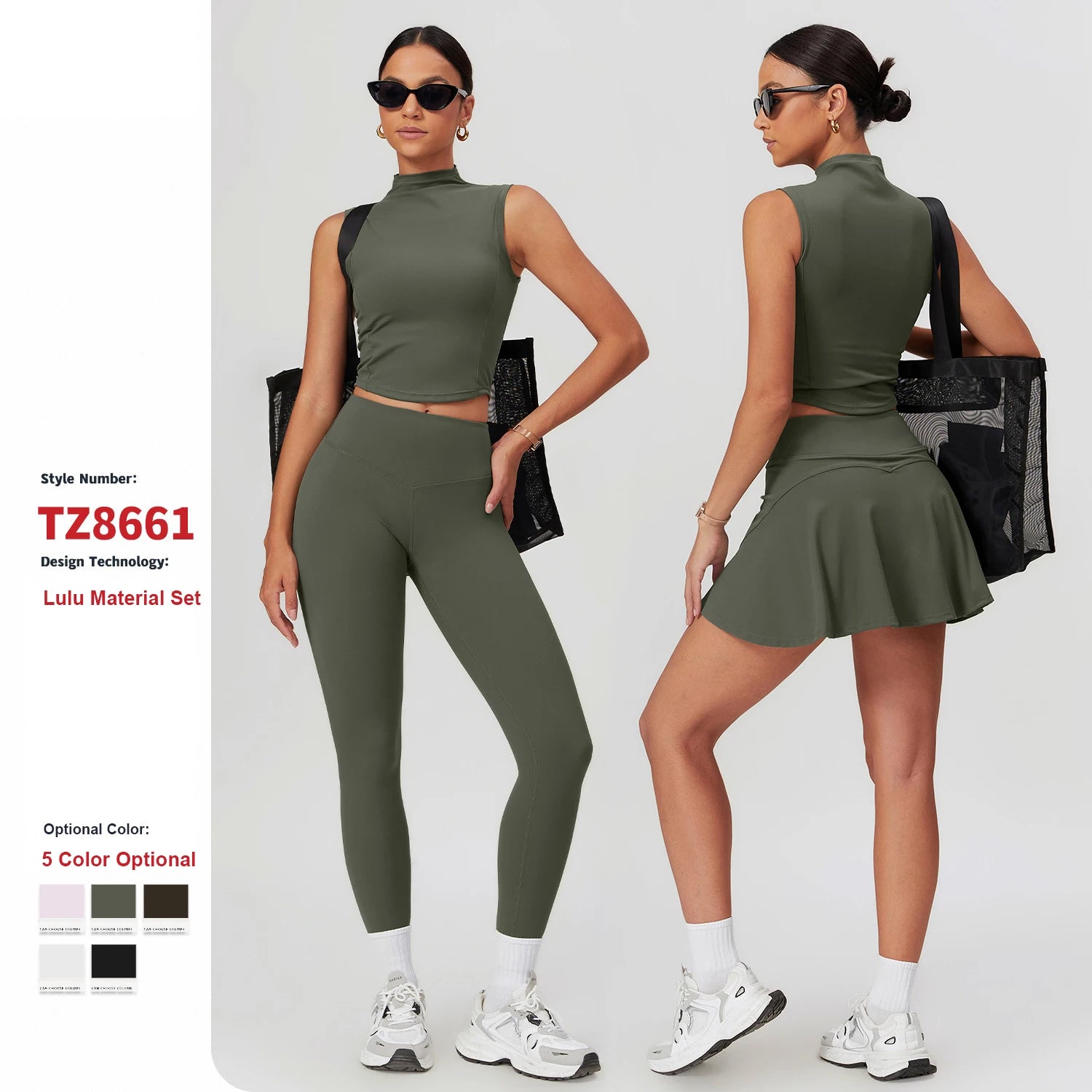 Custom High Stretch Tight Gym Sports Tennis Skirts Women'S Workout Suits Casual Fitness Sportswear Conjunto De Yoga Clothes Set