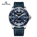 REEF TIGER RGA3035 Super Luminous Dive Watch Mens Blue Dial Analog Automatic Watches Nylon Strap Reloj Hombre