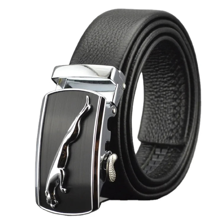 Adjustable Full Grain Mens Black Automatic Leather Men Belt