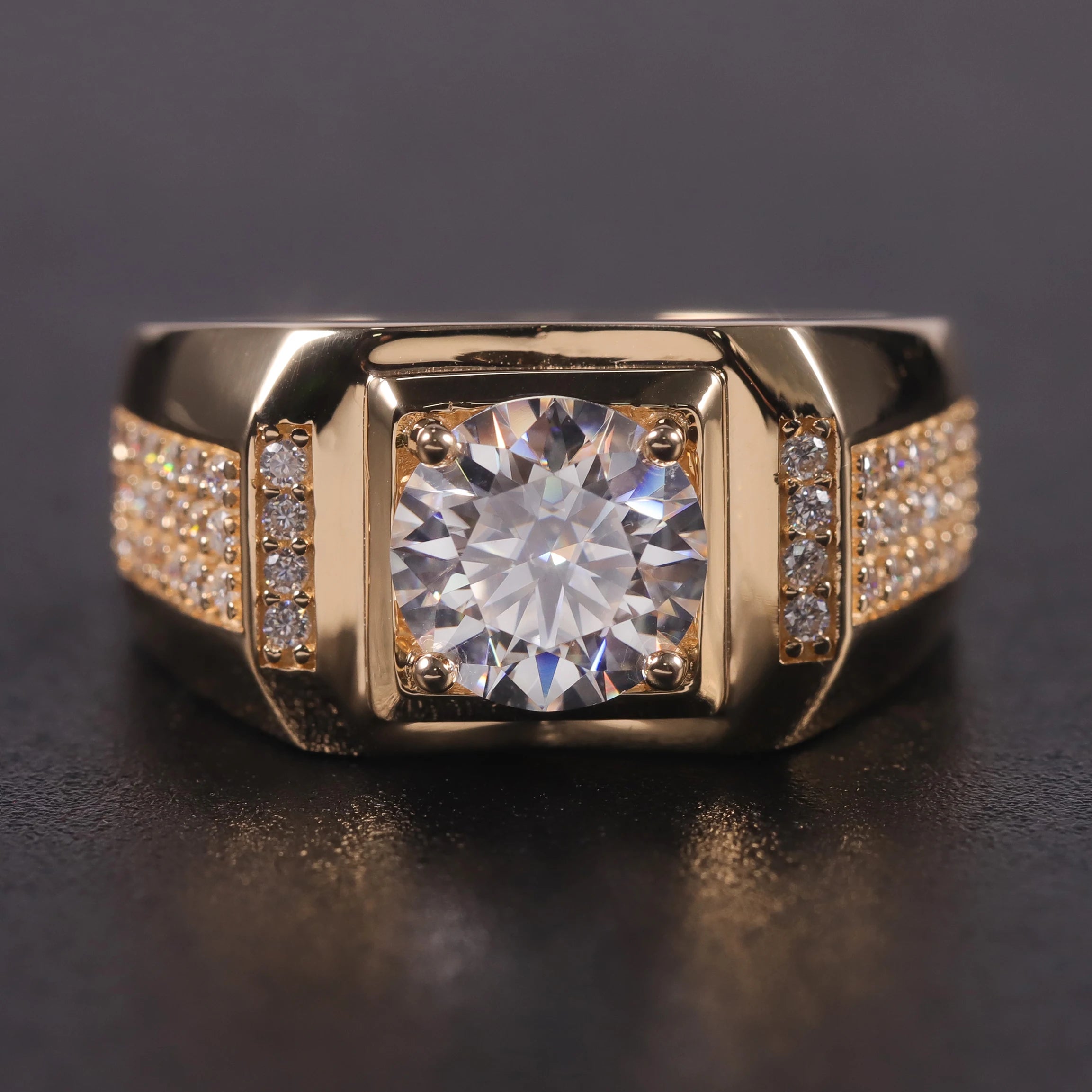 M80A Abiding Latest Gold Finger Ring Designs Engagement GRA Certificate Moissanite Diamond AU750 18K Solid Gold Mens Ring